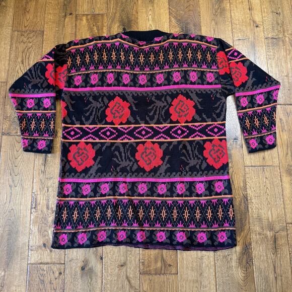 Vintage Jessica Roberts Sweater 90s Colorful Knit Geometric Crewneck Womens Sz 6 - Picture 7 of 7